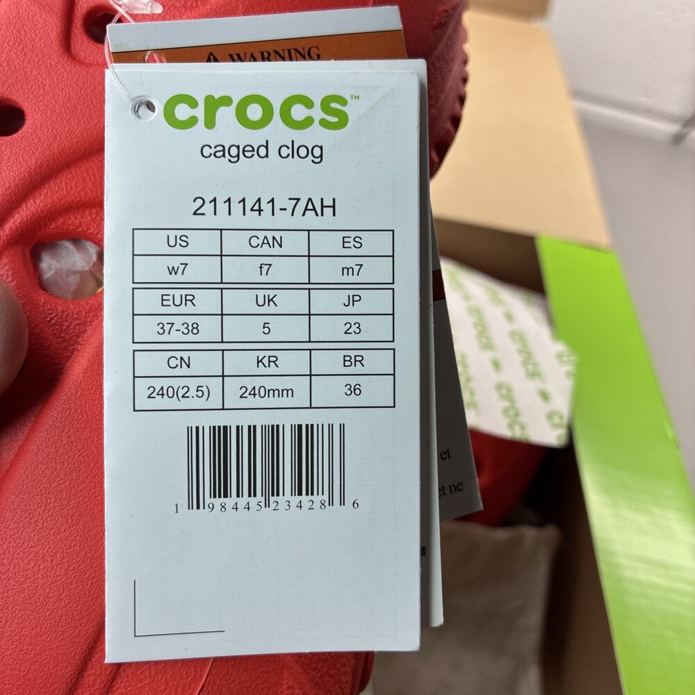 New Crocs Caged Clog Starfish Red Comfort Slip-On Women's US 7 With Box - Picture 6 of 6